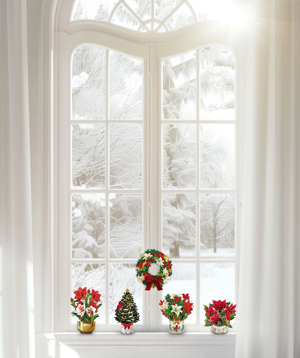 Holiday Bouquet Collection Mini Pop-Up Cards | Assorted 5 Card Set