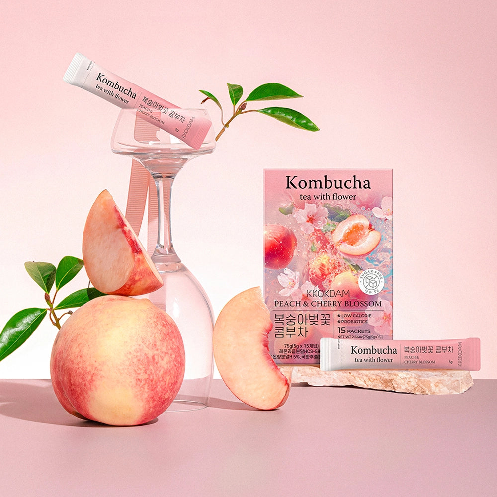 Peach and Cherry Blossom Flower Kombucha Tea