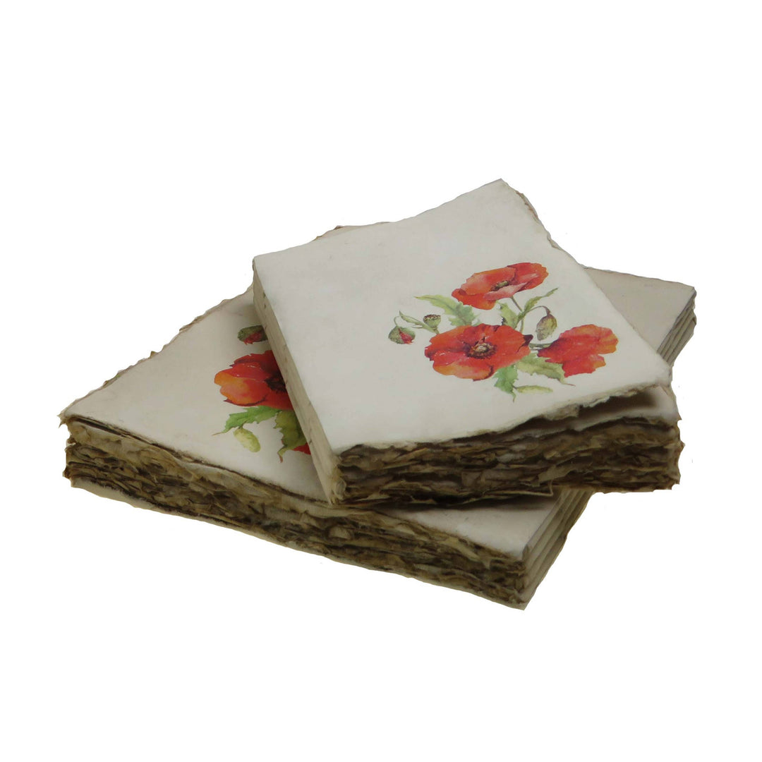 Red Poppy Parchment Paper Notebook