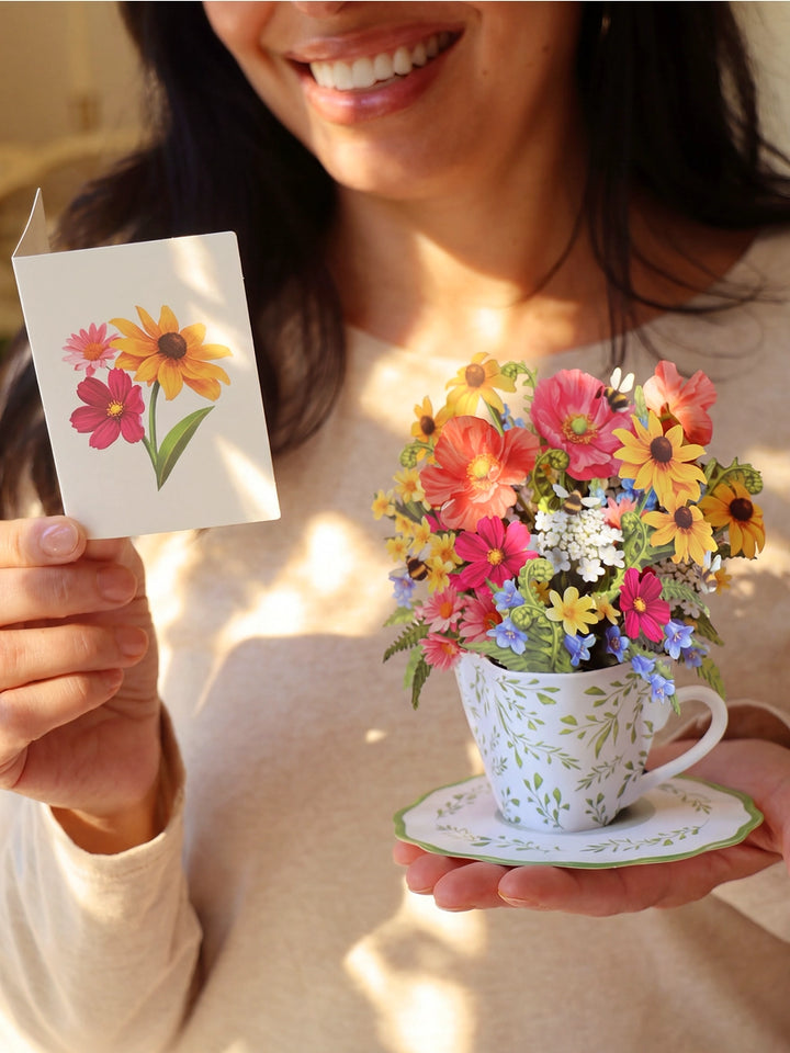Wildflower Teacup Mini Pop-Up Card