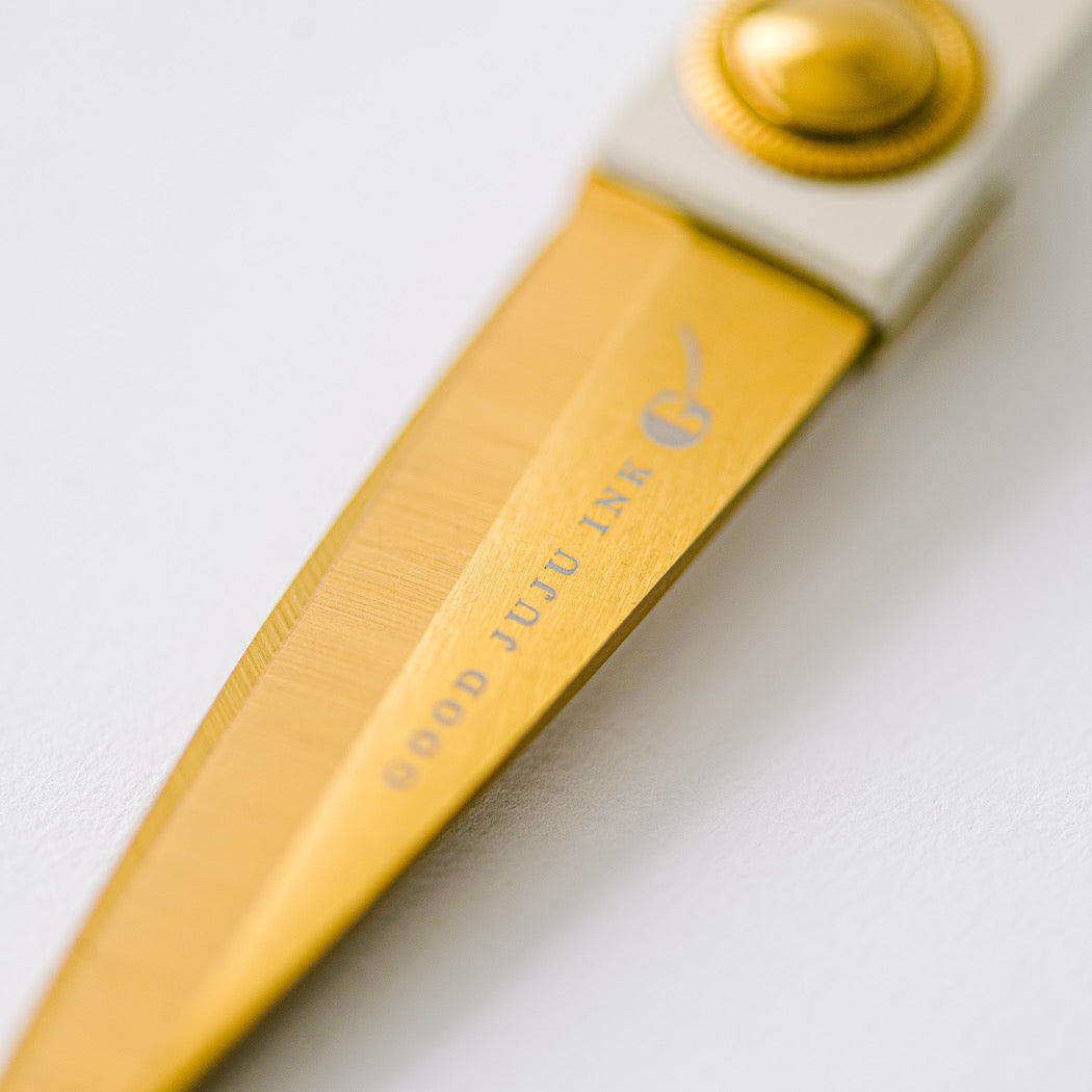 Ivory and Gold Heirloom Scissors | Petunia Pink Case