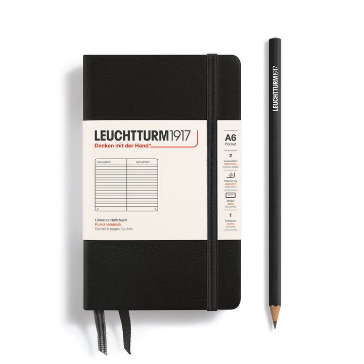 Hardcover A6 Lined Pocket Notebook | Black
