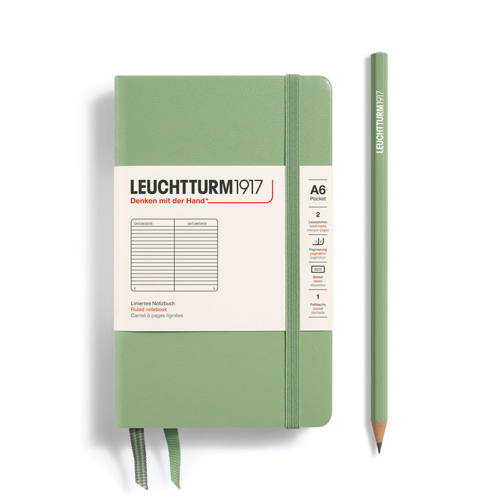 Hardcover A6 Lined Pocket Notebook | Sage