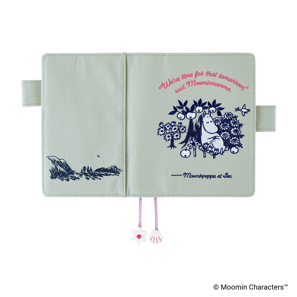 Hobonichi Techo A6 Original Cover | Moomin: My Yard (Pale Mint)
