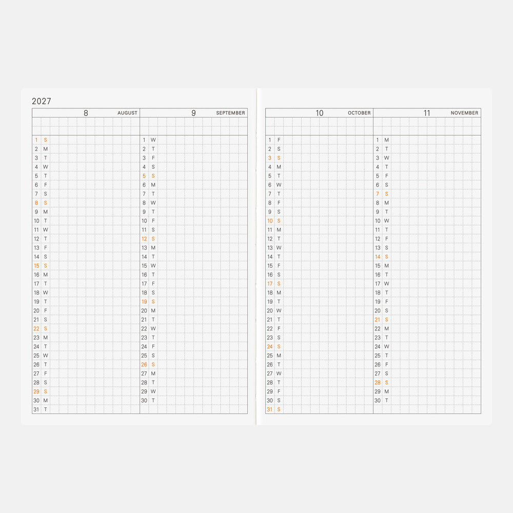 Hobonichi Techo 2027 A6 English Planner Book | Book Only