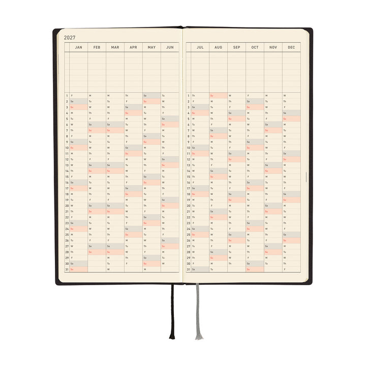 Hobonichi Techo 2027 Weeks Planner | White Line: Black | English