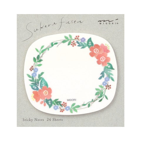 Red Flower Wreath Translucent Sticky Notes