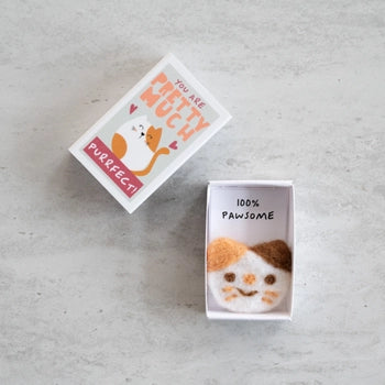 Wool Felt Cat in a Matchbox