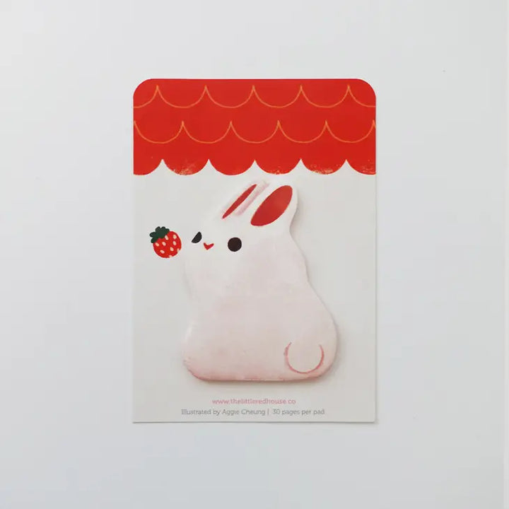 White Bunny with Strawberry Die-Cut Sticky Note