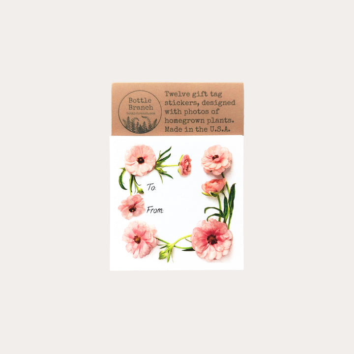 Pink Flowers | 12 Sticky Gift Tags *